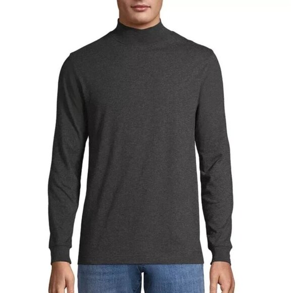 NWOT Lands' End Men's XXL Super-T Mock Long Sleeve Shirt Gray - Picture 1 of 9